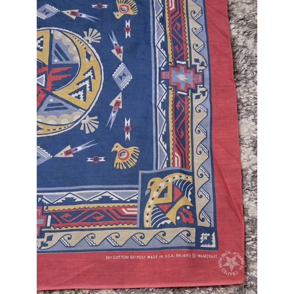 Vintage Wamcraft 21X20 Bandana Southwestern Native American Thunderbird RN 14193